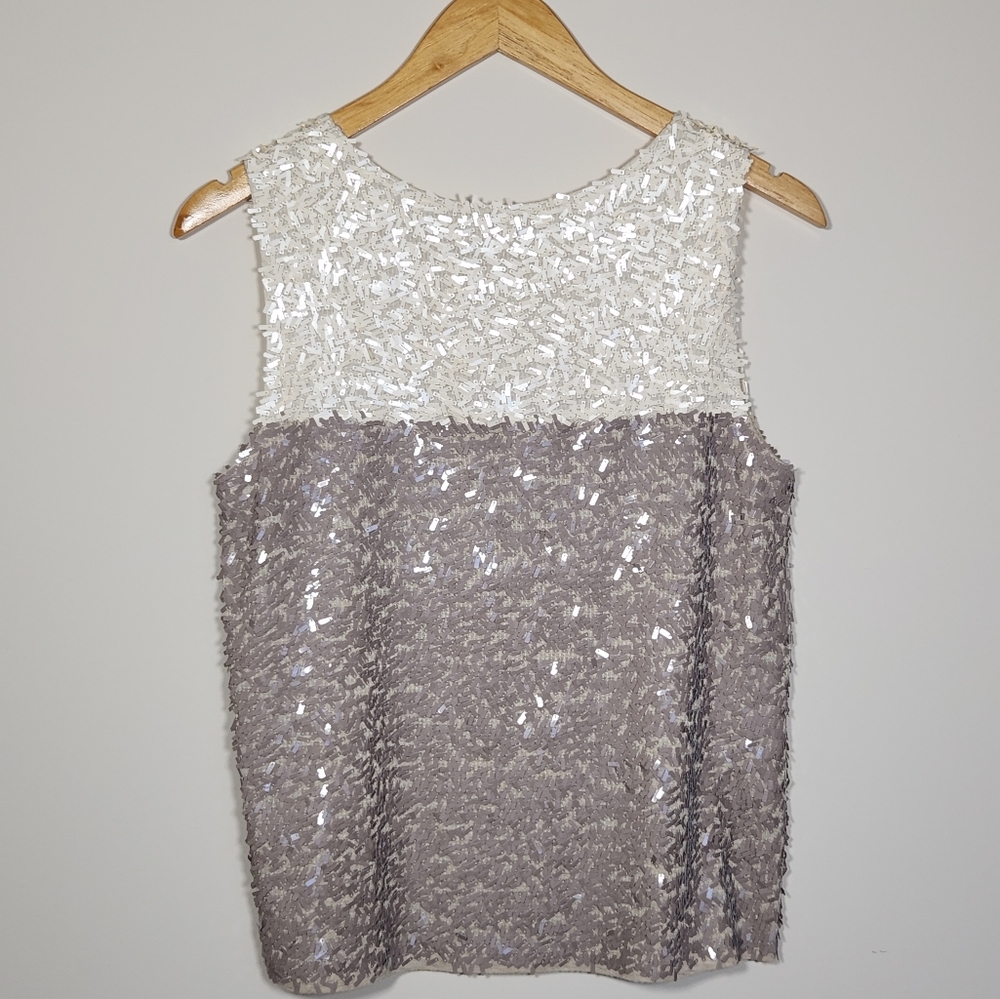 Cream & Grey Sequin Tank Top - Picture 5 of 7